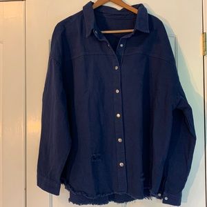 Denim Blue Jacket Snap Front Size 2XL